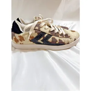 Very G Eva Faux Cow Hide Sneakers Women’s 8 Lace Up Deck Shoes Terry Lined thumbnail 2