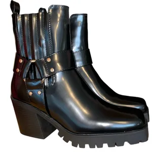 Shoe Dazzle Enslee Chelsea Black Biker Boots #9‎ thumbnail 2