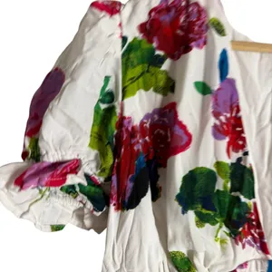 Ashley Park White Floral Print Lace Up Corset Ruffle Hem V-Neck Mini Dress 12 thumbnail 10