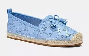Coach Women's Carson Signature Jacquard Espadrille Loafers Lather Blue Size 11B thumbnail 1