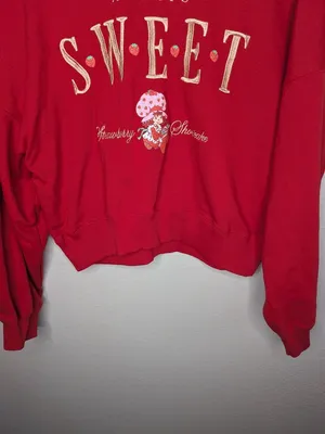 Strawberry Shortcake Always Sweet Red Cropped Sweatshirt Large thumbnail 3