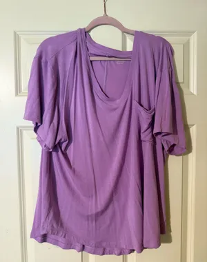 American Eagle Purple Soft & Sexy Top V Neck thumbnail 1