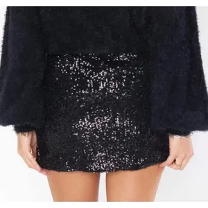 Lulu's Sequin Shiny Tie Wrap Mini Skirt Black Size XS NEW thumbnail 2