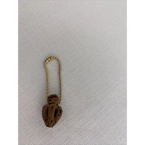 Vintage‎ Antique Hand Carved Heart Peach Pit Keychain thumbnail 3