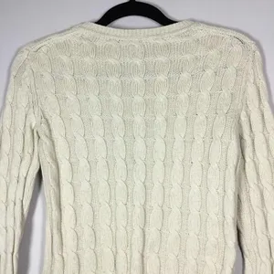 Gap Off White Minimalist Clean Girl Cable Knit Neck Sweater S Autumn Fall Casual thumbnail 5