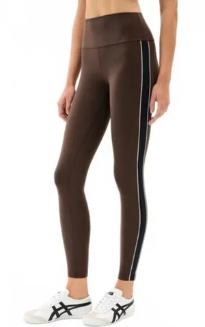Splits59 Margot Rigor Leggings in Dark Chocolate Brown / Black Stripe L $138 thumbnail 1