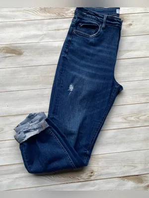 Vervet denim dark wash stretch cuffed slim straight jeans distressed fall winter thumbnail 7
