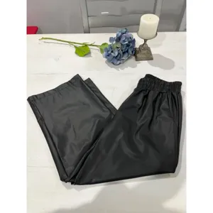First Love Faux Leather Wide Leg Elastic Waist‎ Cropped Pants S thumbnail 8