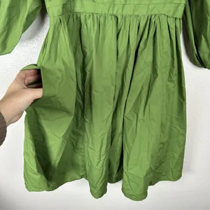 Abercrombie Fitch A&F Emerson Poplin Puff Sleeve Mini Dress‎ Green Small Tall ST thumbnail 3