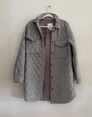 Object Vera Owen Long Quilted Jacket/Schaket Gray Size M thumbnail 1