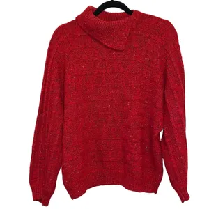 Vintage Red Confetti Wool‎ Blend Sweater Large Chunky Knit Cozy Cottagecore thumbnail 2