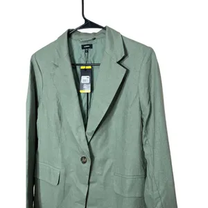 Express Women's Green‎ Linen Blend One-Button Blazer Jacket - Size M NWT thumbnail 2