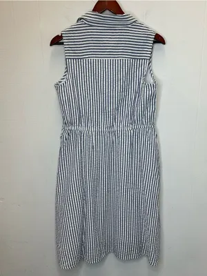Appleseed's PS Blue and White Striped Sleeveless Midi Shirt Dress thumbnail 9