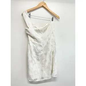 MM Couture by Miss Me White One Shoulder Burnout Polka Dot Mini‎ Dress Size M thumbnail 6