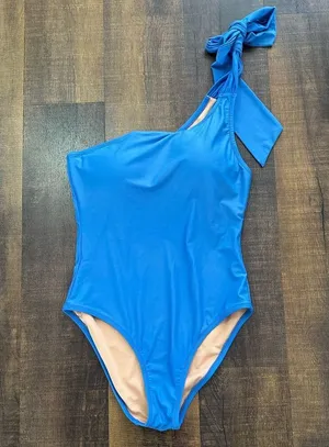J. Crew Blue Bow One-Shoulder One Piece Swimsuit Size 12 thumbnail 8