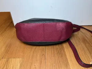 Kate Spade Crossbody Bag Womens Medium Colorblock Black Burgundy White Leather thumbnail 5