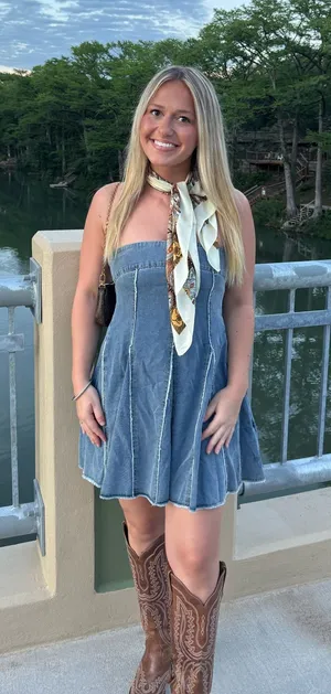 flowy denim dress thumbnail 1