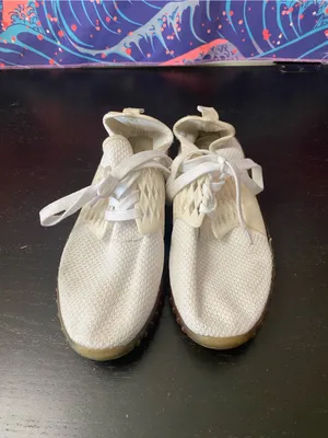 Light Cream Knit Lace-Up Sneakers thumbnail 2