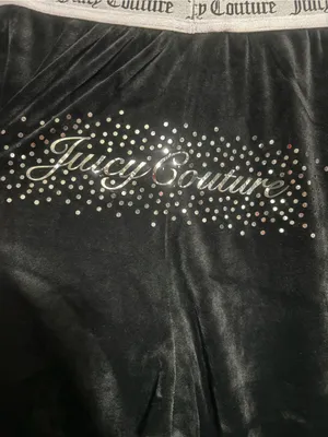 JUICY COUTURE Black Velour Joggers with Logo Waistband and Rhinestone Back thumbnail 5