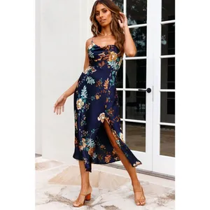 Selfie Leslie ✨SUKI FRONT SPLIT MIDI DRESS ORIENTAL FLORAL PRINT NAVY✨ thumbnail 3