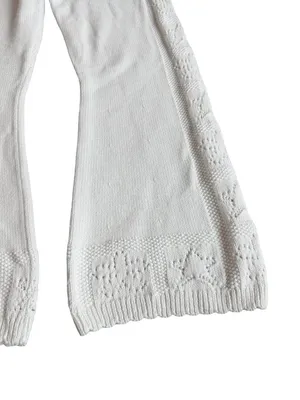 LoveShackFancy White Toro Crochet Flare Pants Wide Leg Pointelle X-Small Women's thumbnail 4