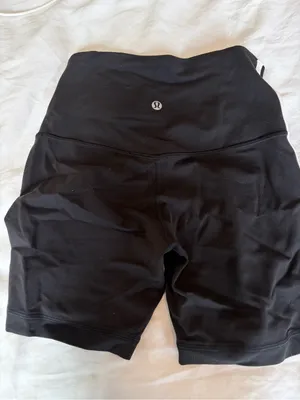 lululemon athletica Black Bike Shorts with White Side Stripe thumbnail 1