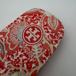 Tory Burch Floral Paisley Flip Flop Sandals Size 7 Logo Beachy Vacation Pool thumbnail 4