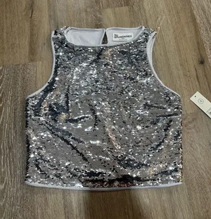 No Boundaries Silver Sequin Tank Top thumbnail 1