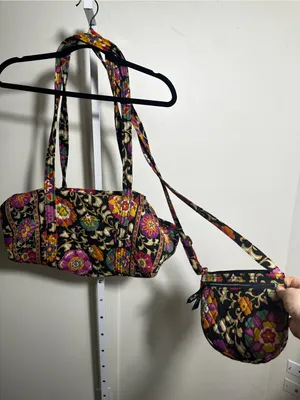 Vera Bradley Night and Day RETIRED Floral Small Duffel & Crossbody Bag Set thumbnail 1