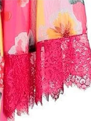 PEPITA Floral Pink & Yellow Lace-Trim Dressing Gown size 8 thumbnail 5