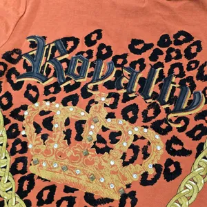 Baby phat 90s y2k Orange Graphic Tee Shirt With Leopard Print & Chain Detail L thumbnail 4