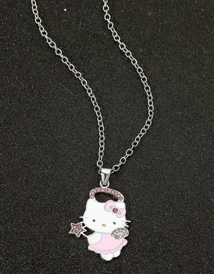 Hello Kitty Officially Licensed Charm Rhinestone Necklace Silver Chain thumbnail 1