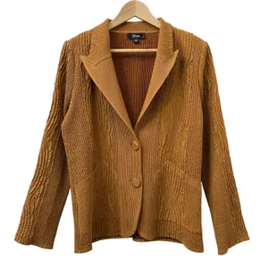 Flair M Textured Blazer‎ Jacket Brown Knit Career Office Shoulder Pads Retro 70s thumbnail 1