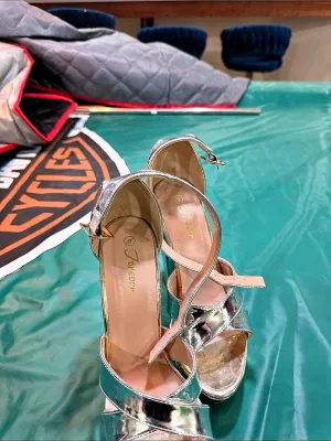 Forever Metallic Platform Heels in Silver thumbnail 2