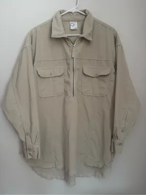 Offline by Aerie Corduroy Half Zip Shacket Women’s Medium Beige Oversized Cotton thumbnail 1