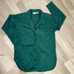 Victoria’s Secret Vintage‎ Satin Brocade Nightshirt Green Small thumbnail 9