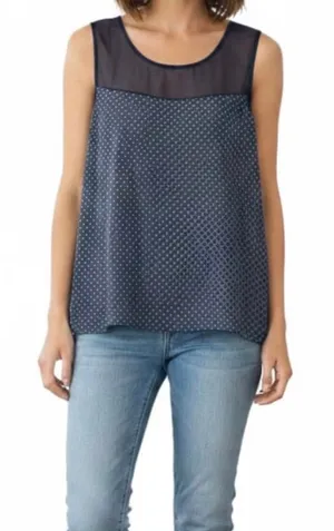 Gap Geometric Blue Sleeveless Top Blouse S 4 6 Business Casual Lightweight thumbnail 1