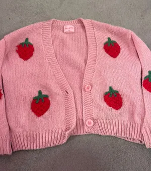 Pink strawberry sweater Size M thumbnail 1