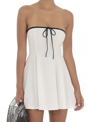 Lucy in the Sky Strapless Bow Mini Dress Small White Coquette Party Romantic thumbnail 1