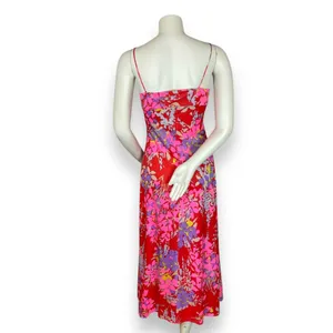 Vintage Saks Fifth Avenue‎ Dress Nightgown Floral Vibrant Gathered Bodice Slinky thumbnail 3