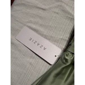 Azazie Sage‎ Green Satin V-Neck Ruched Bodice Formal Bridesmaid Gown Dress A14 thumbnail 3
