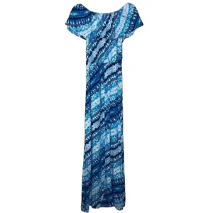 NEW The Vanity Room Women's Small Blue Ruffle Off the Shoulder Maxi Dress v6x thumbnail 3