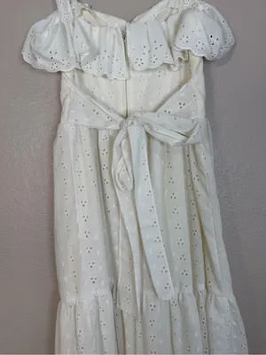 Roberta Vintage 70’s White Cotton Eyelet Lace Tiered Maxi Sundress 7 Cottage thumbnail 11