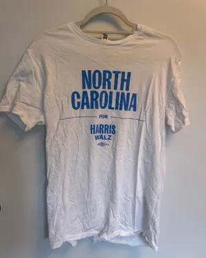 Threadfast Apparel white crewneck t-shirt with blue text size medium thumbnail 1