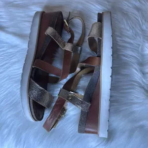 Diba True Metallic & Brown Leather Strappy Sandals Size 9.5 thumbnail 11