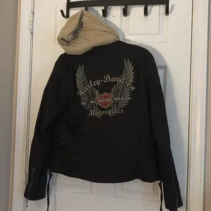 HARLEY DAVIDSON Black Zip Up Detachable Vest Size Large Motorcycle Jacket thumbnail 9