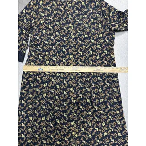 April Cornell For Cornell Trading Black Floral Midi Dress‎ Size Large Vtg Kaftan thumbnail 7