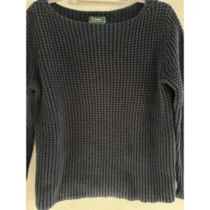 Lauren Ralph Lauren Chunky Knit Sweater Women Medium Blue Cotton Nautical Preppy thumbnail 4