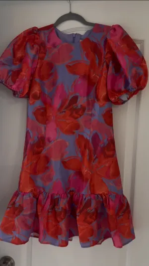Anthropologie New with tags Hutch Floral Jacquard Dress with Puff Sleeves thumbnail 1