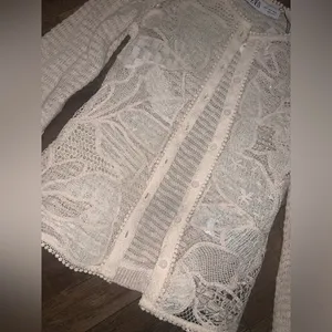 Nwt crochet floral cream cardigan Zara boho classic summer coastal casual s $98 thumbnail 6